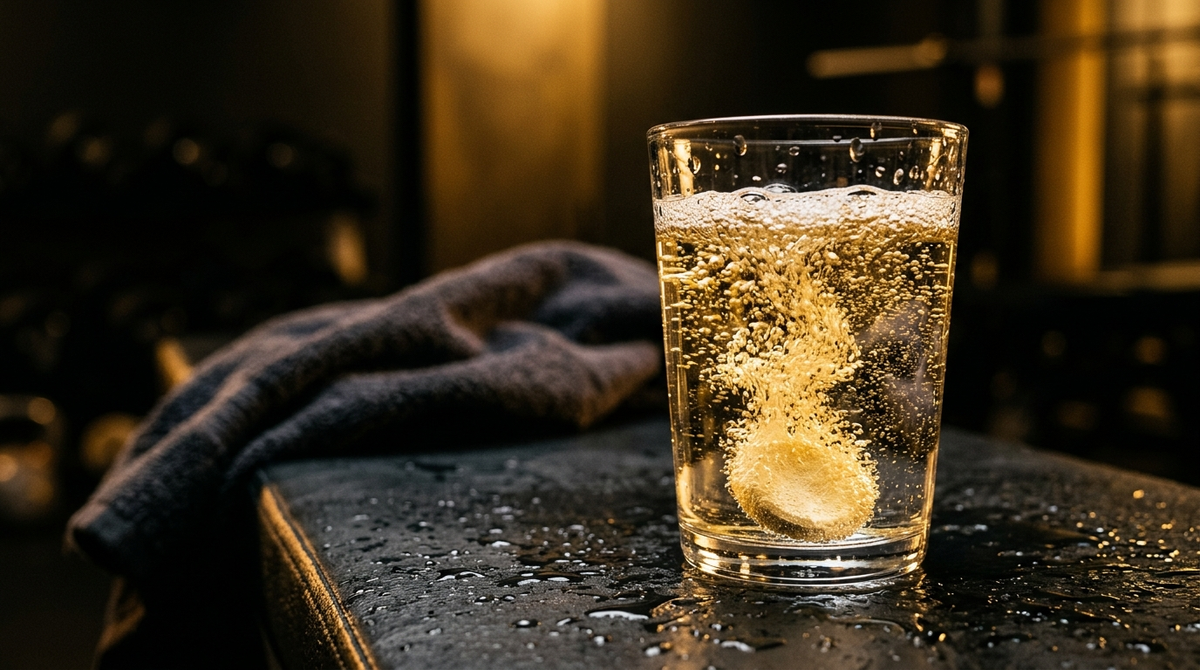 Comprimé d'électrolytes effervescent se dissolvant dans un verre d'eau