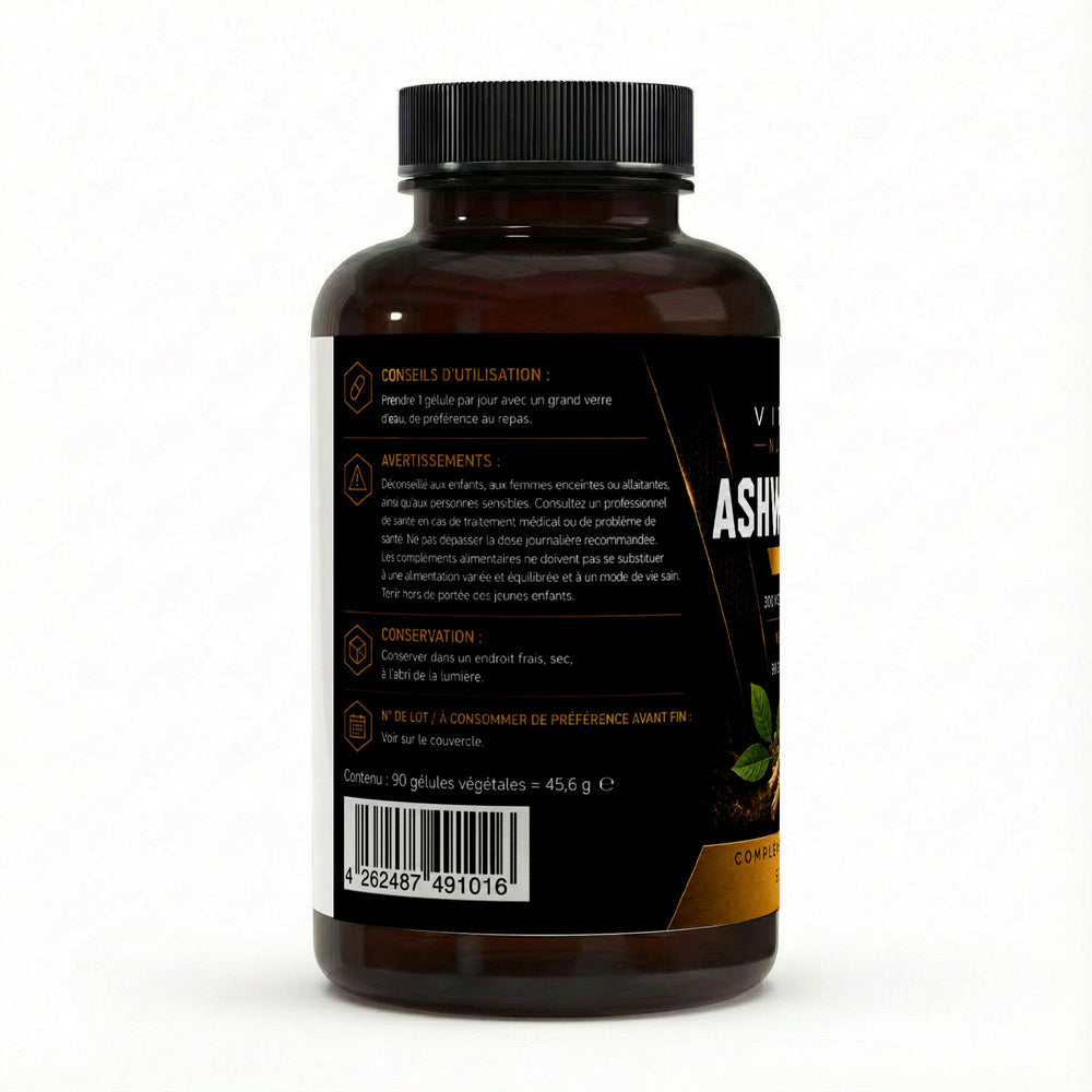 Ashwagandha Vitalis, conseils d'utilisation, avertissements et code-barres
