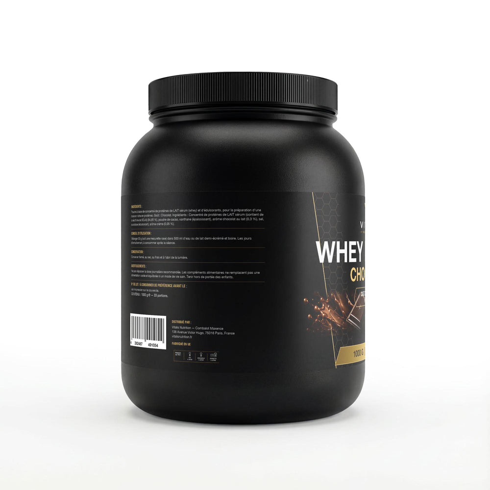 Whey Protéine chocolat Vitalis, ingrédients, conseils d'utilisation et code-barres