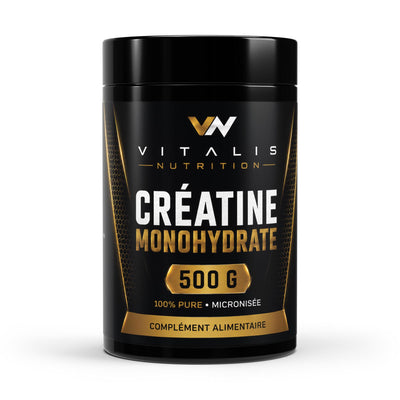 Pot de Créatine Monohydrate 500 g Vitalis Nutrition, 100 % pure et micronisée