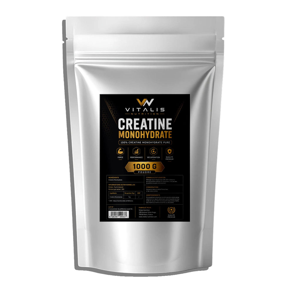 Pot de Créatine Monohydrate pure micronisée Vitalis Nutrition, 1 kg