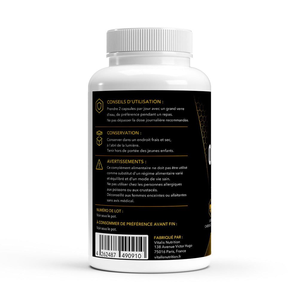 Oméga 3 Max 2000 mg Vitalis, conseils d'utilisation, avertissements et code-barres