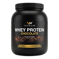 Pot de Whey Protéine saveur chocolat Vitalis Nutrition, 1 kg, fond transparent